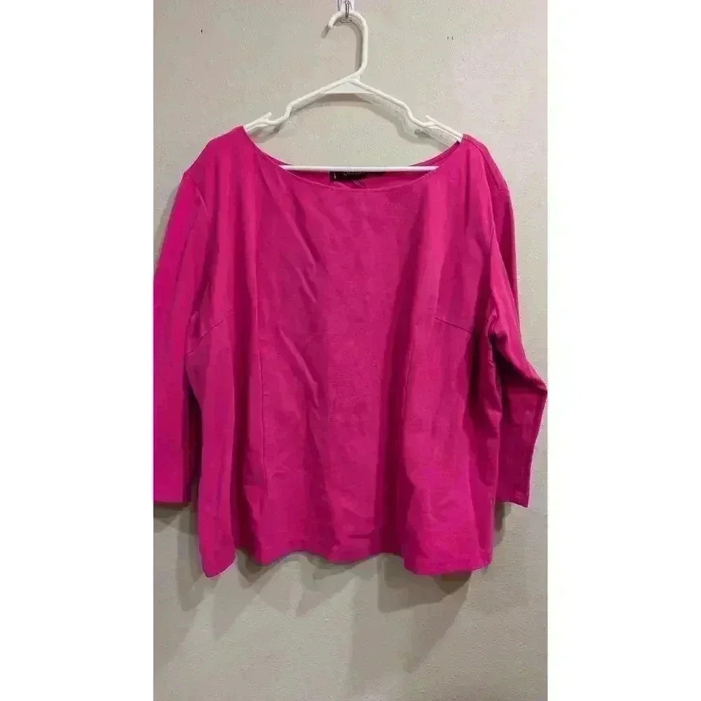 Women's pink shirt 3/4 length sleeves by Laura Byrnes California 4x